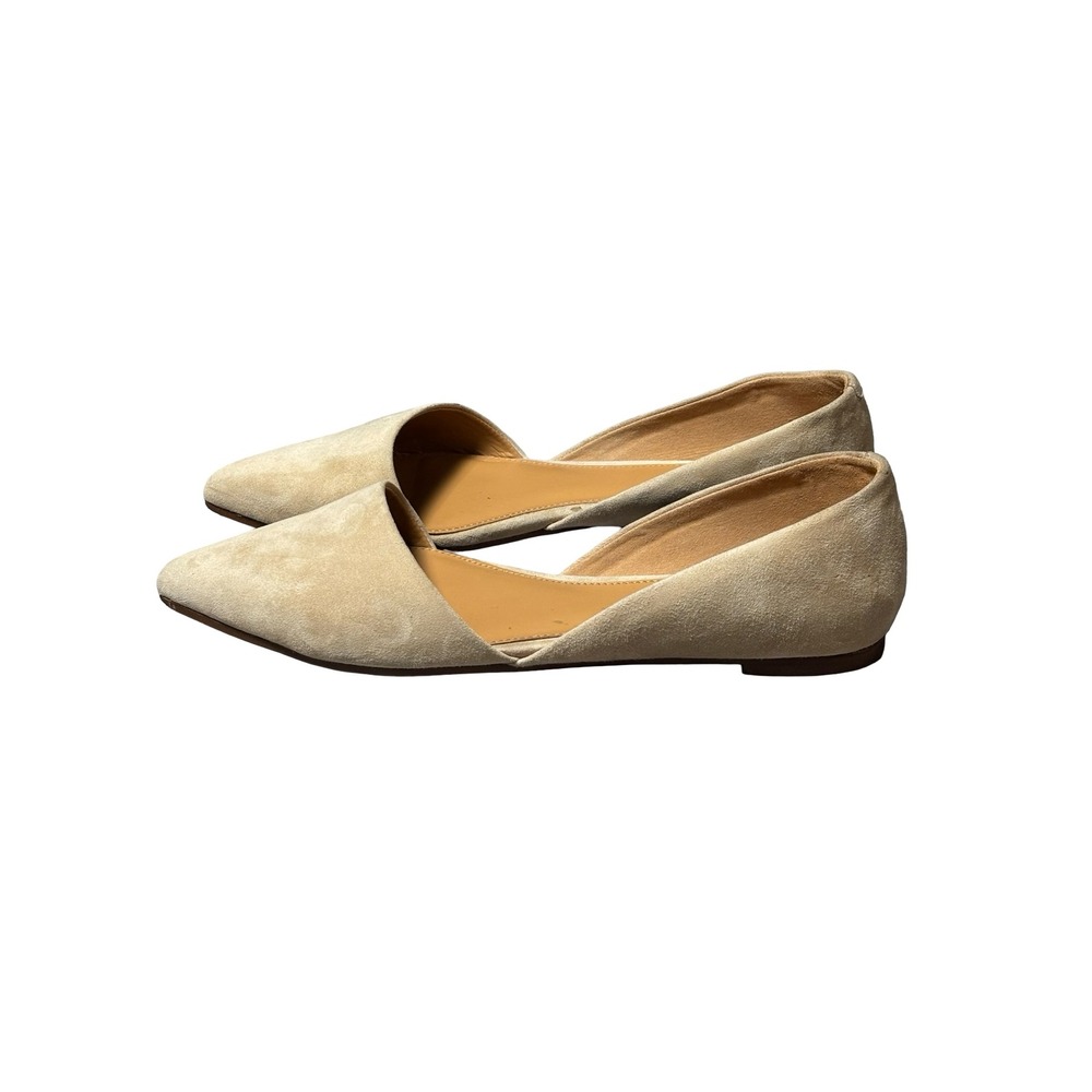 J.Crew d'Orsay Pointed Toe Flats Size 8 Beige Suede Leather F5310